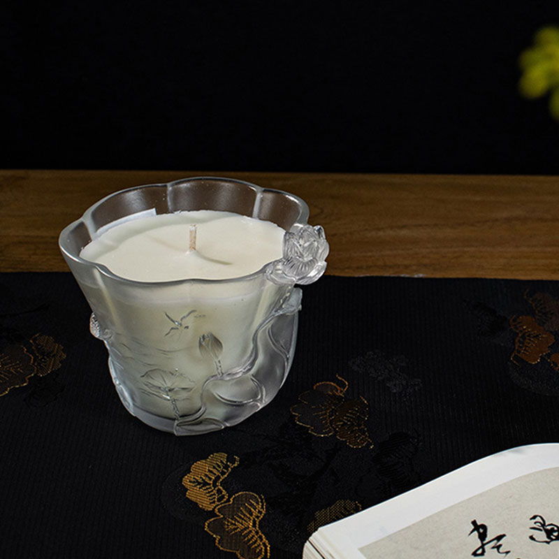 Lotus Whisper – Sculpted Frosted Glass Candle Holder