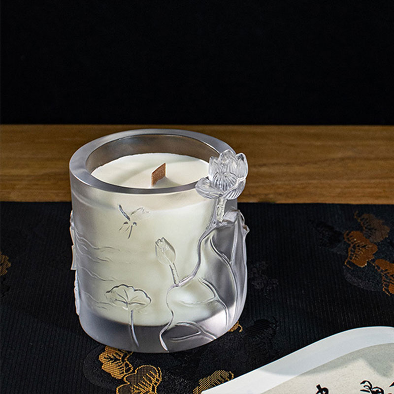 Lotus Whisper – Sculpted Frosted Glass Candle Holder