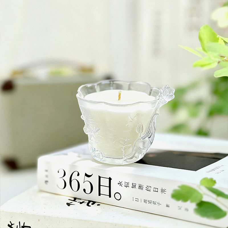 Lotus Whisper – Sculpted Frosted Glass Candle Holder