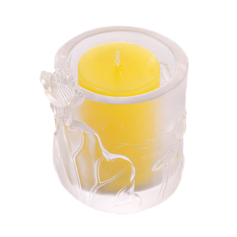 Lotus Whisper – Sculpted Frosted Glass Candle Holder