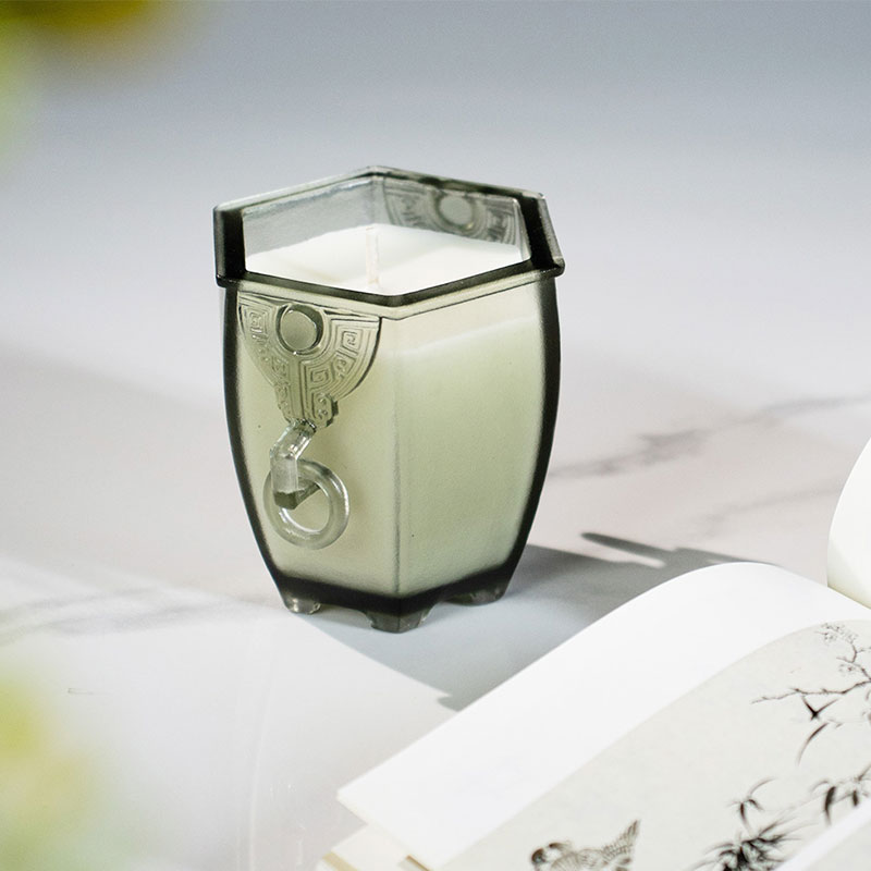 The Six-Sided Vessel – Frosted Glass Candle Holder with Archaic Charm