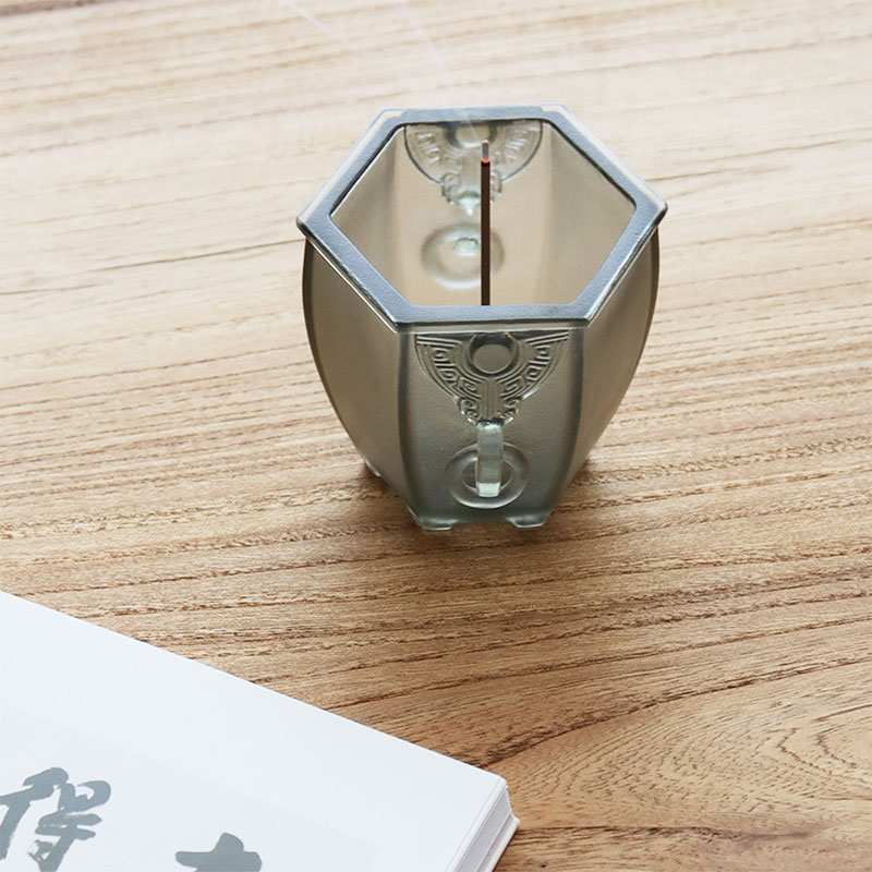 The Six-Sided Vessel – Frosted Glass Candle Holder with Archaic Charm