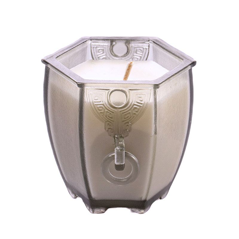 The Six-Sided Vessel – Frosted Glass Candle Holder with Archaic Charm