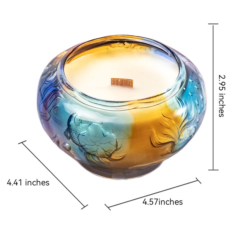 Dancing Fish Treasure Bowl – Intaglio Carved Glass Candle Holder