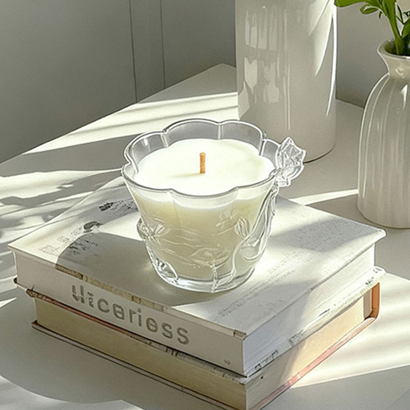 Lotus Whisper – Sculpted Frosted Glass Candle Holder