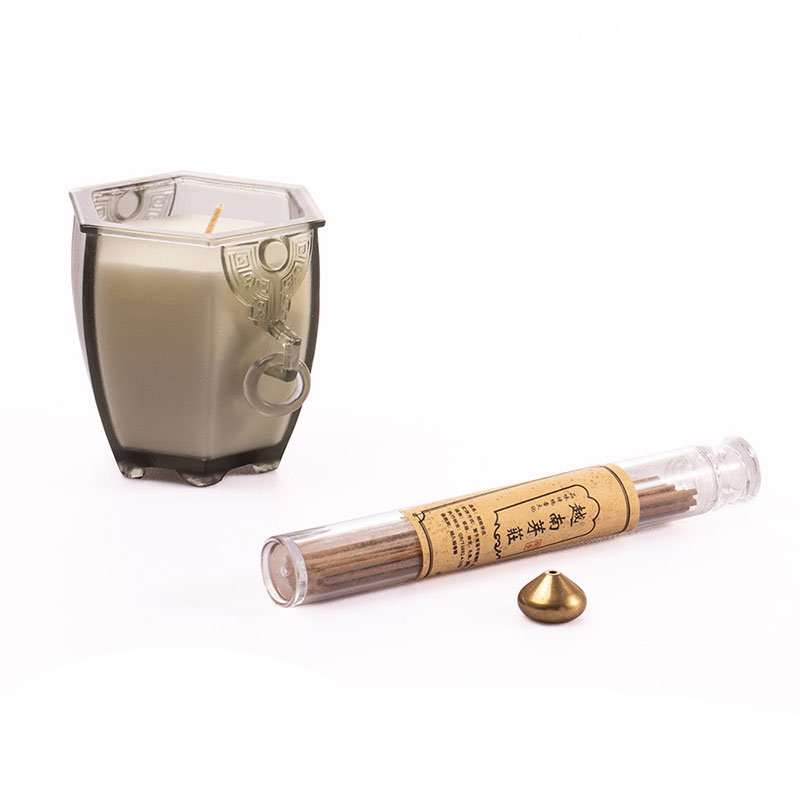 The Six-Sided Vessel – Frosted Glass Candle Holder with Archaic Charm