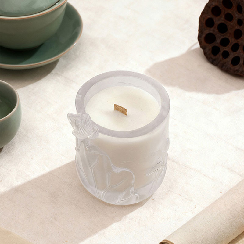 Lotus Whisper – Sculpted Frosted Glass Candle Holder