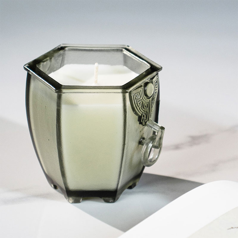 The Six-Sided Vessel – Frosted Glass Candle Holder with Archaic Charm