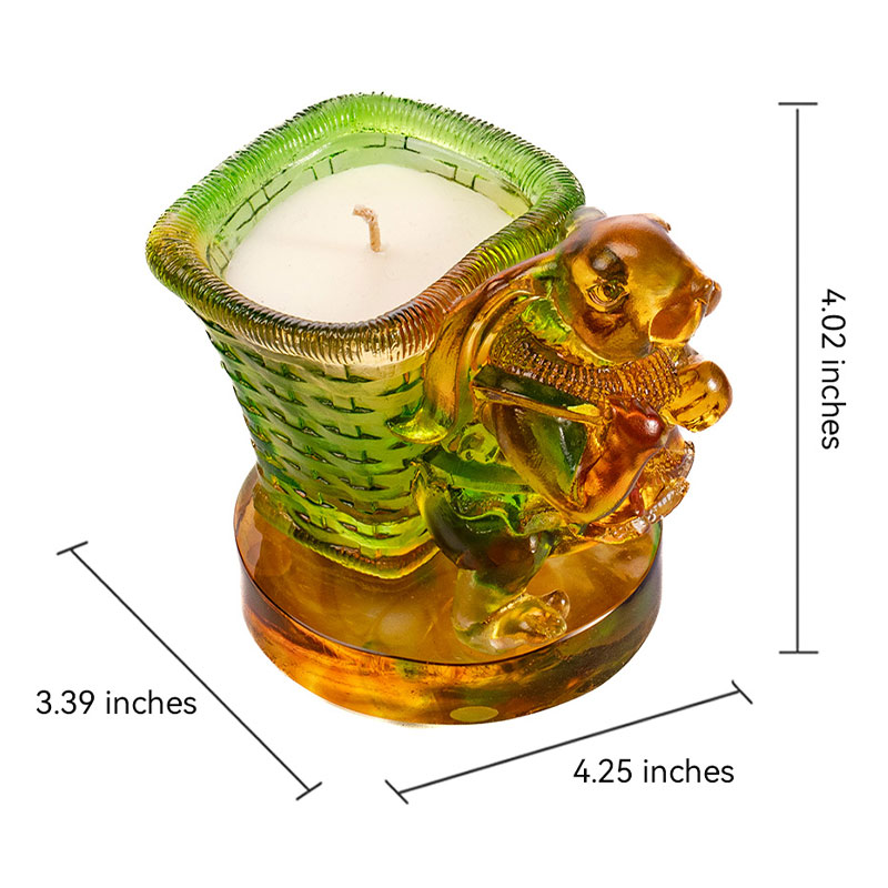 Happiness – Lucky Glass Rabbit & Woven Basket Candle Holder
